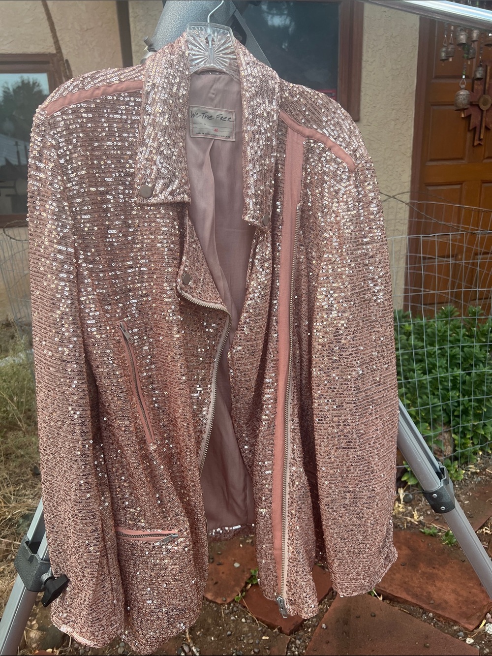 FREE PEOPLE ROSE GOLD SEQUIN JACKET